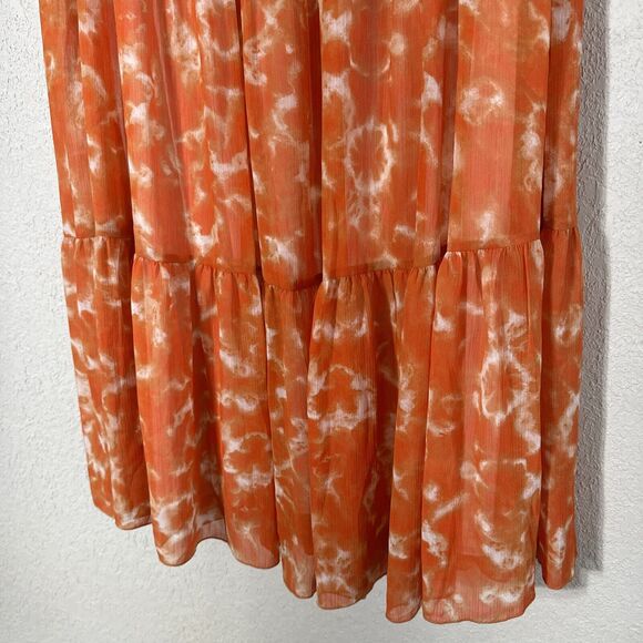 Tie Dye Boho Skirt Ruffle Midi Skirts A-Line Orange Louis Dell'Olio Size M - Picture 6 of 12